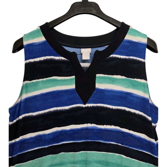 Chicos Travelers Womens Size 16/18 Striped Sleeveless Top Slinky Stretch Casual - Picture 3 of 6